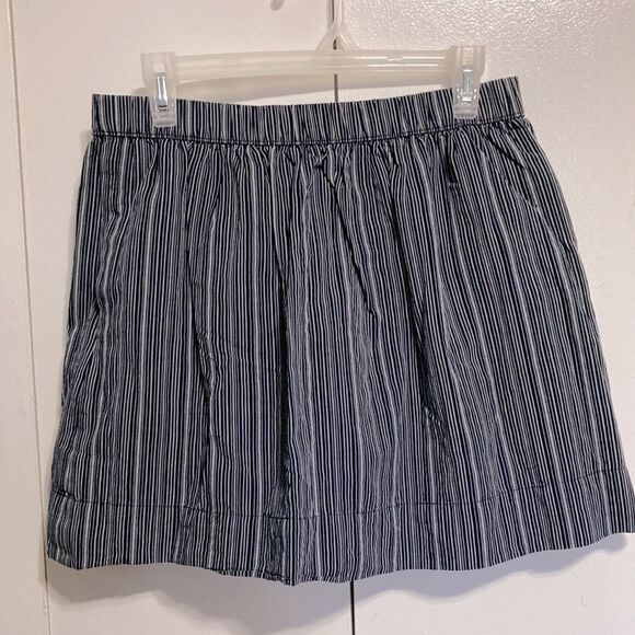 GAP Linen Nautical Navy Blue White Gray Stripes Lined Mini Skirt Womens Medium - Picture 5 of 14